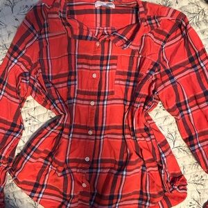 Old Navy Red Plaid Button Down Shirt
